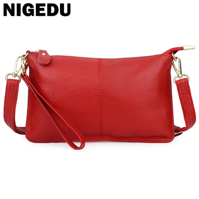 NIGEDU brand Genuine Leather women envelope clutch bag Wrist phone Wallet Cowhide female messenger Crossbody bag Ladies Clutches