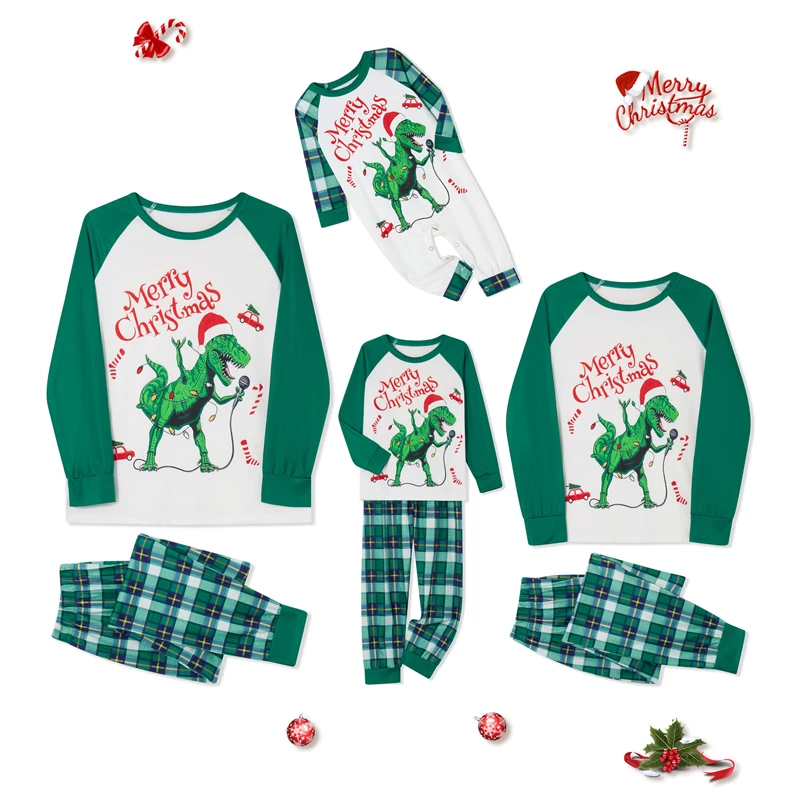 Festive Xmas Matching Family Pajamas Set with Reindeer Print Tops and Striped Pants Sleepwear for Christmas