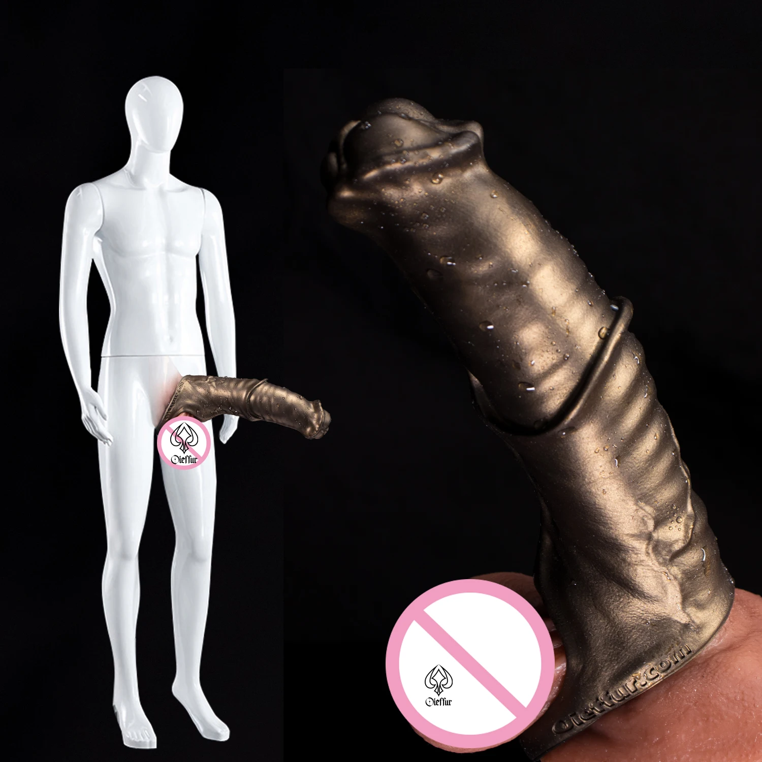 Oieffur funda para pene de caballo para penes hombre alargar anillo para pene condón reutilizable agrandar el pene de productos sexuales masculinos