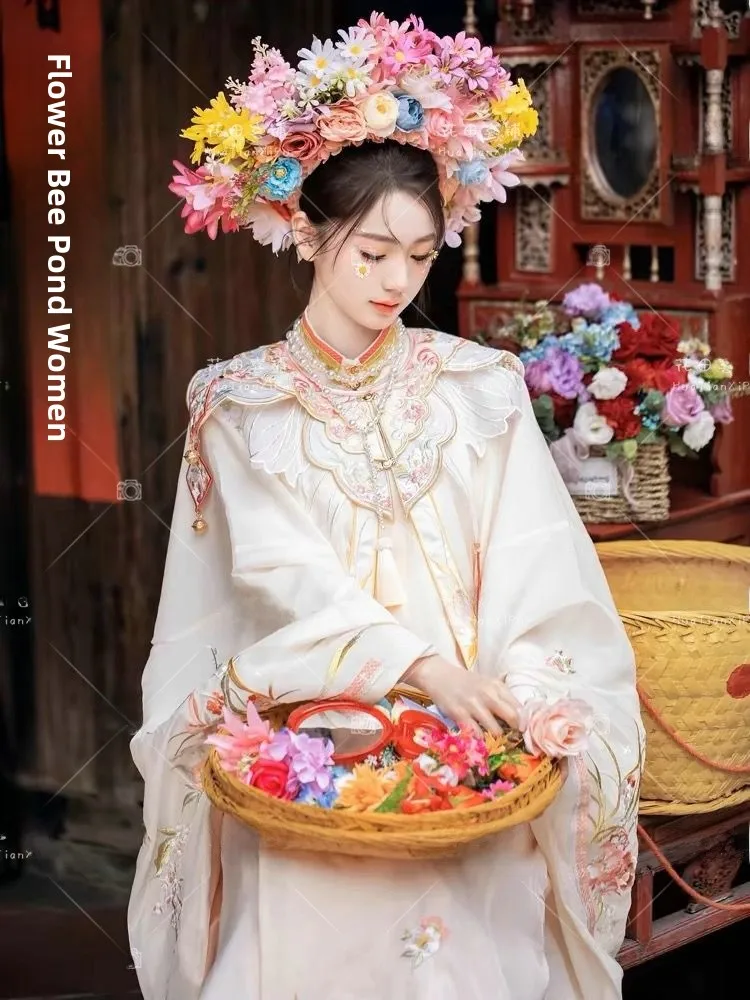 

Xunpu Women's Ming Dynasty Hanfu Costume Floral Hairpin Travel Photography Ethnic Style Photography Portrait