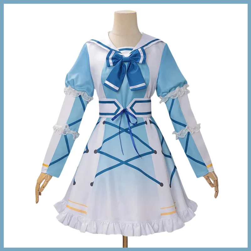 Anime Love Live Sunshine Takami Chika Cosplay Costume 100th Anniversary Blue Princess Dress Wig Girl Ball Anime Conference Set