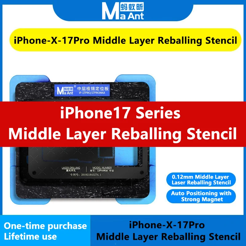 MaAnt Middle Layer Tin Plating Platform for iPhone X-17 Pro Max, 0.12mm Steel Mesh Motherboard Repair Tools