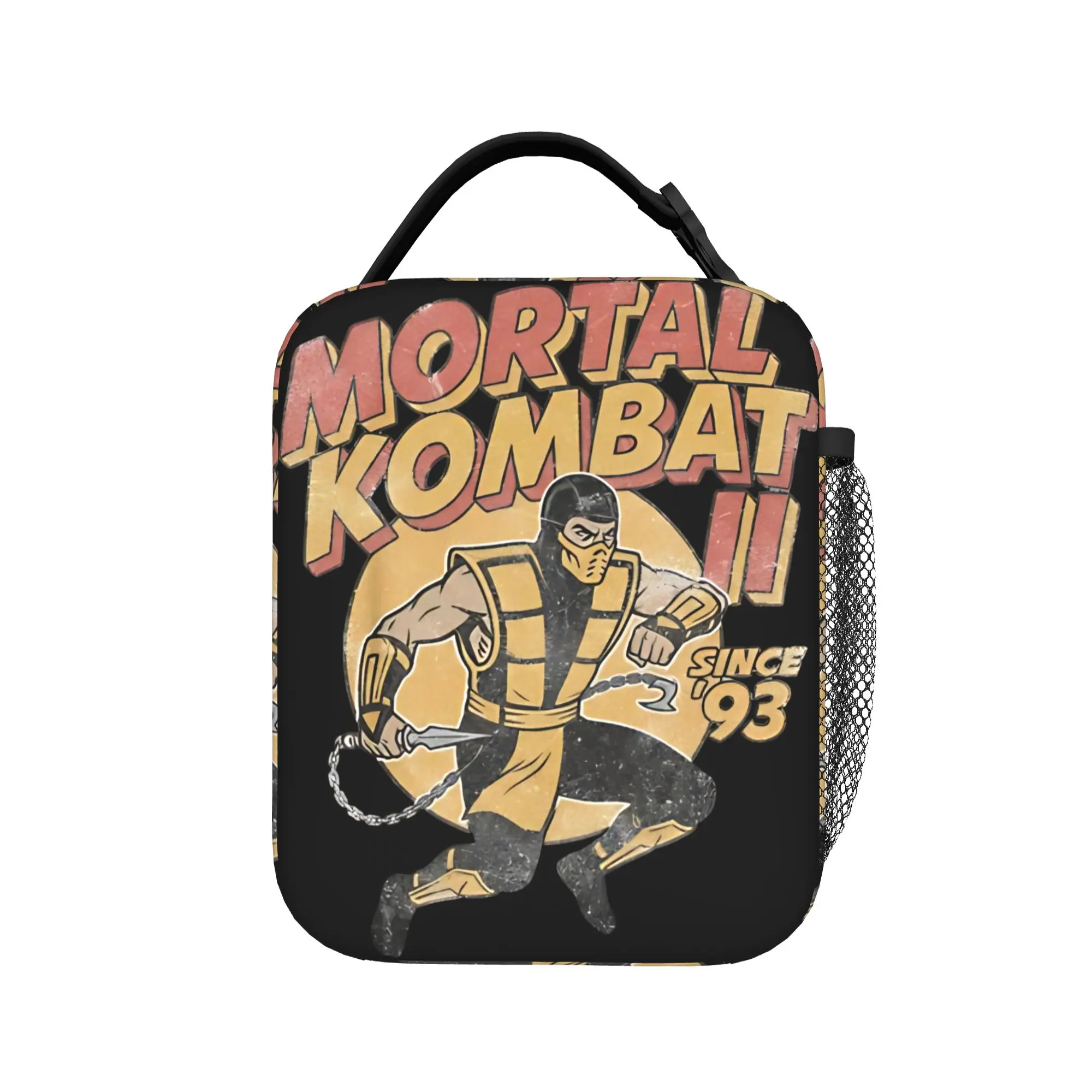 Mortal Kombat II Since '93 Retro Gaming Icon Bolsa térmica isolada para almoço, recipiente para almoço, bolsa térmica, lancheira, escola, piquenique