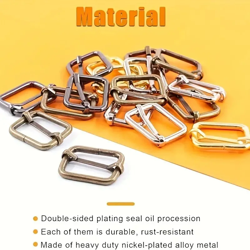 

6pcs Metal Slides Tri-Glides Roller Pin Buckles Strap Adjuster For Bags Garment Leather Useful Practical Convenient Essential Ac