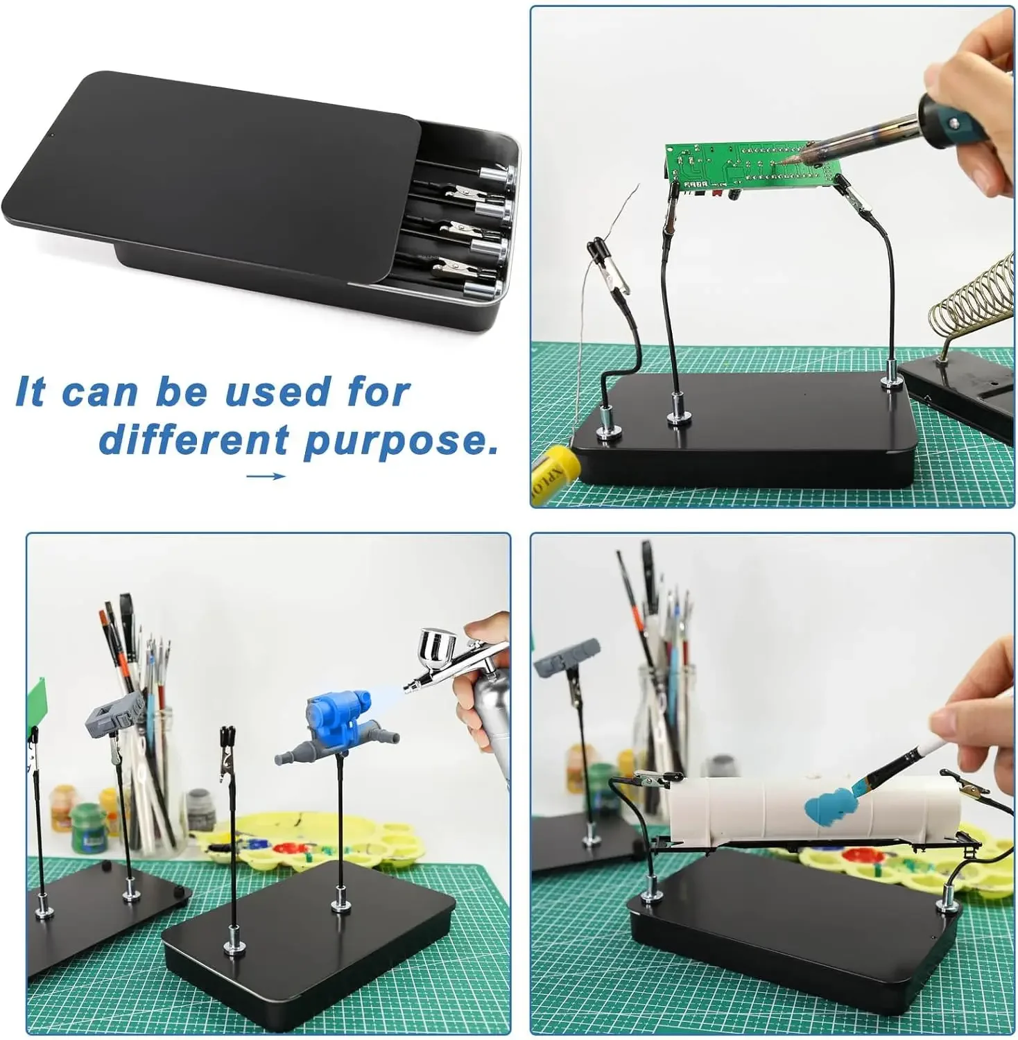 ภาพวาดขาตั้งฐาน 12PCS Magnetic Bendable คลิปจระเข้ Sticks ยืดหยุ่นการสร้างแบบจําลองเครื่องมือสําหรับ Airbrush รุ่น Crafting