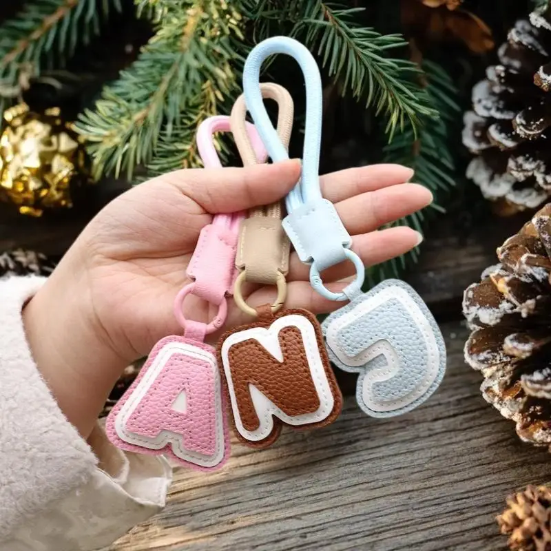 Nouvelle mode Porte-clés en cuir PU avec lettre A-Z, cordon tressé en nylon, sangle courte, pour femmes et hommes, pendentif pour valise et sac à dos, cadeau