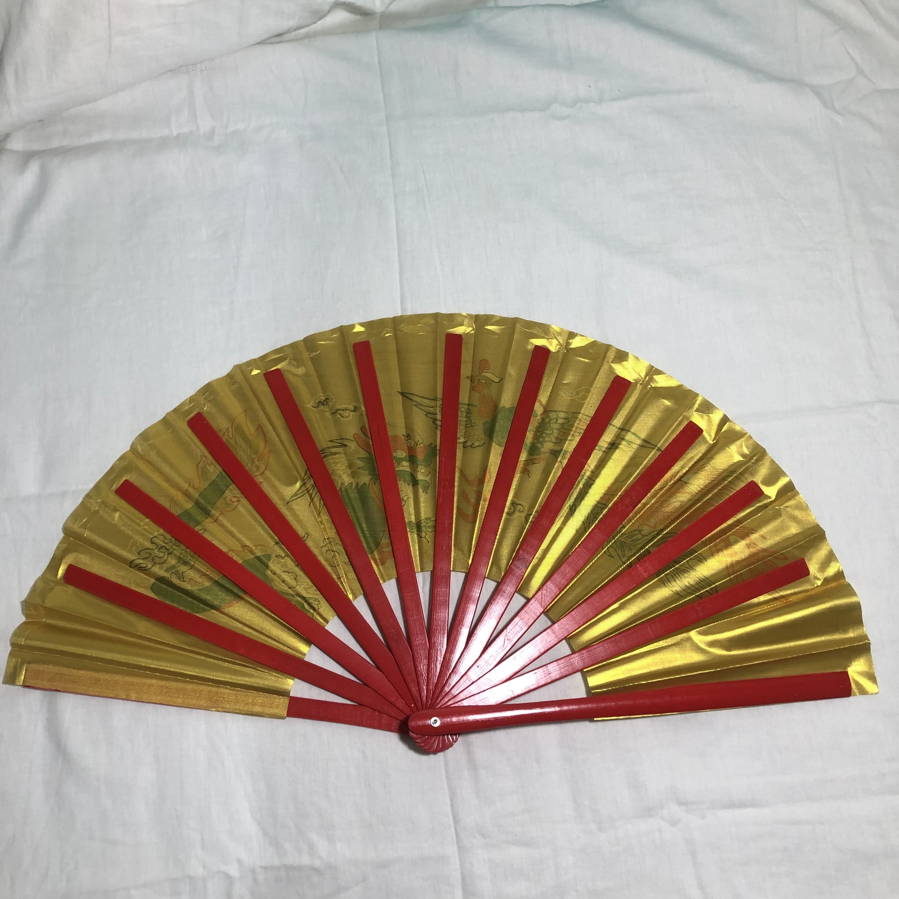 Dragon Phoenix Tai Chi Martial Arts Kung Fu Bamboo Silk Fan Right Hand Wushu Dance Practice Training Bamboo Bone Kung Fu Fan