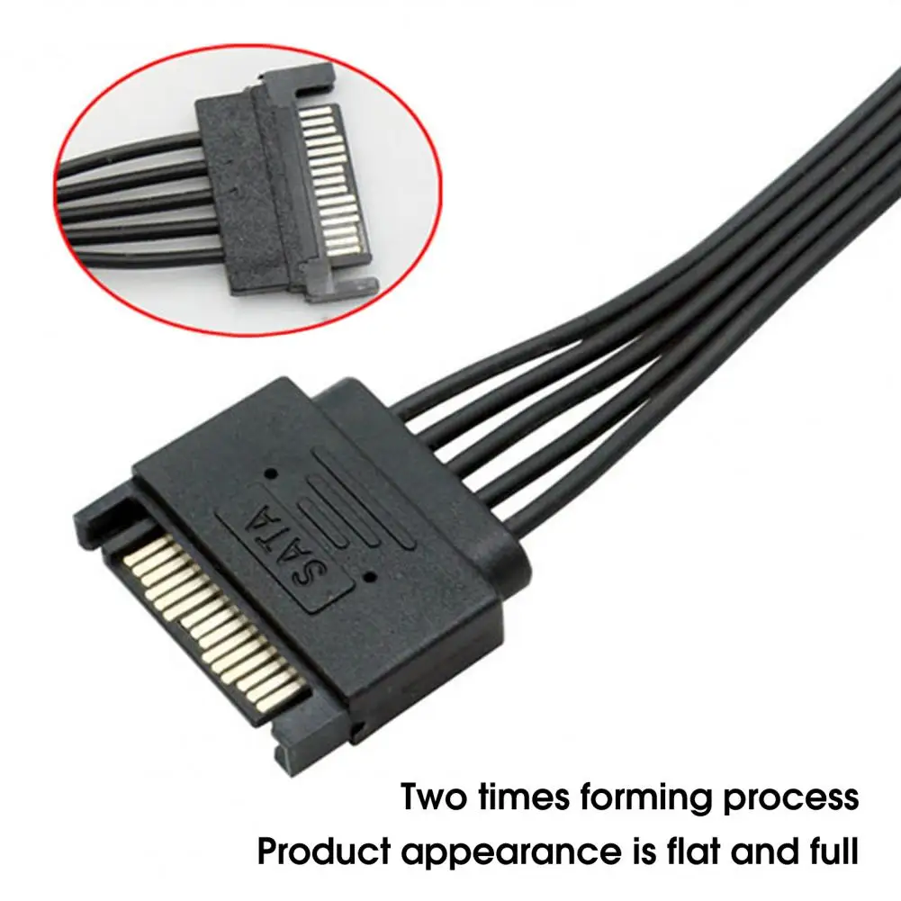 Convenient Hard Drive Cable PVC Solid Compact 15Pin SATA to 1 Extending Hard Drive Cable  Power Cable Good Conductivity