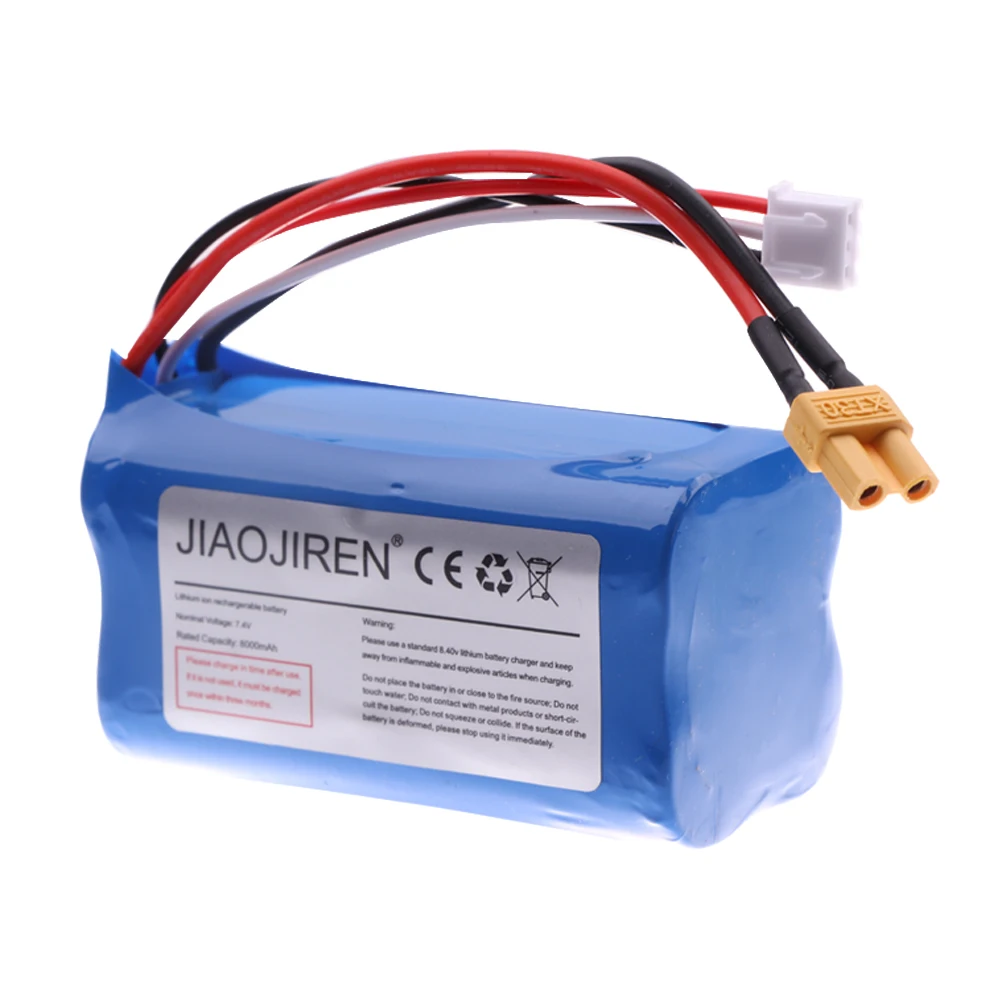 Akumulator litowo-jonowy 7.4V 8000mAh z wtyczką XT30 dla HUINA 1580 1583 550 582 1/14 RC akcesoria do koparka budowlana elektrycznych