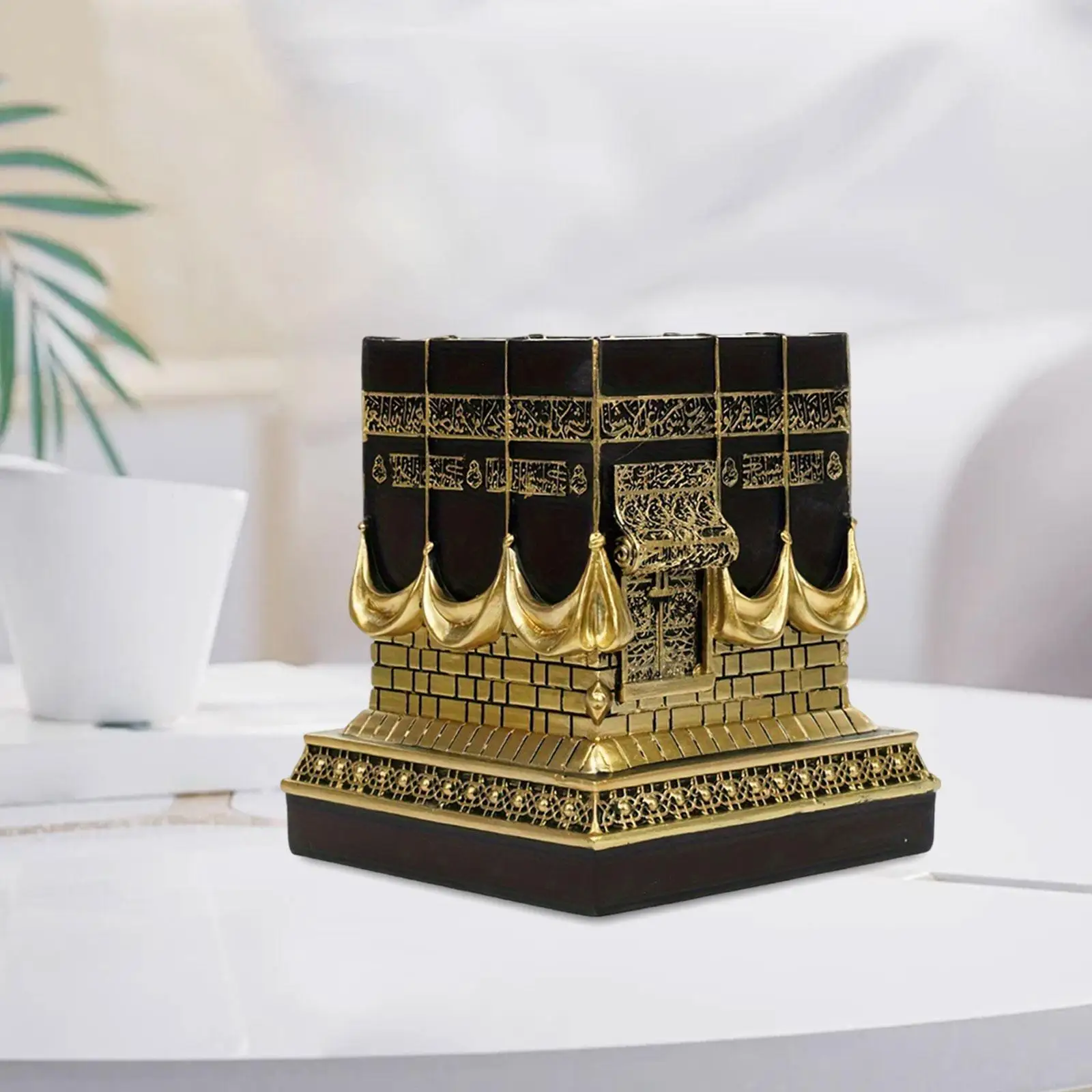 Islamic Kaba Replice Model Home Table Ornament Figurine Art Decor Crafts for Office Fireplace Shelf Party Bedroom Living Room