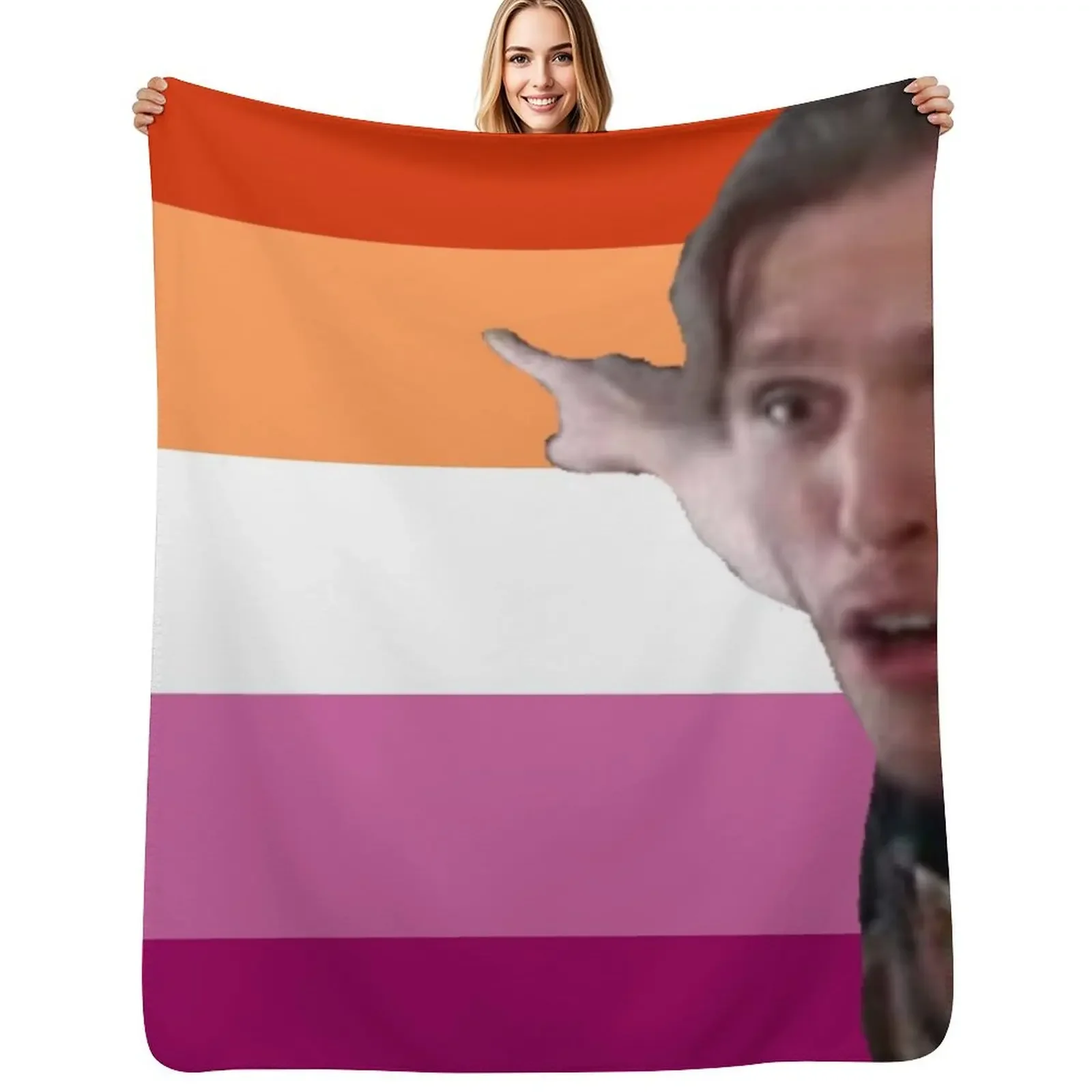 

jerma pointing at the lesbian flag Throw Blanket Stuffeds Retros Fashion Sofas Blanket