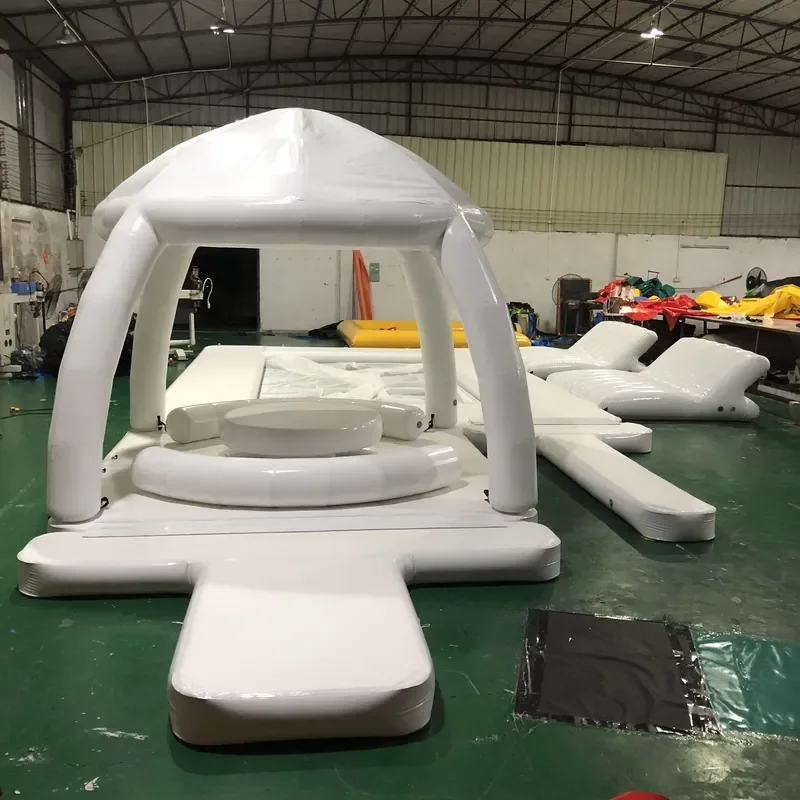 4x4m Inflatable Floating Dock Platform for Water Sports Yacht Island Swim Raft Heavy Duty PVC Air Mat for Lake Pool Beach Use