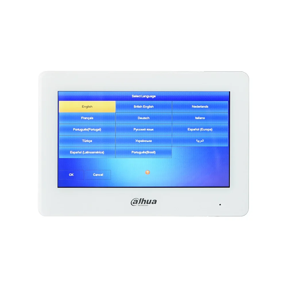 Dahua wielojęzyczny VTH5421HW VTH5421HB 802.3af PoE 7-calowy Monitor wewnętrzny, dzwonek do drzwi IP, monitor wideodomofon, wersja SIP