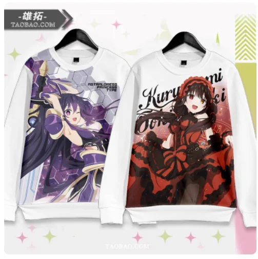 

Japanese Anime DATE A LIVE Tokisaki Kurumi Round Neck Hoodie Cosplay Costume Autumn Winter Men Women Coat Loose Jacket Tops FP