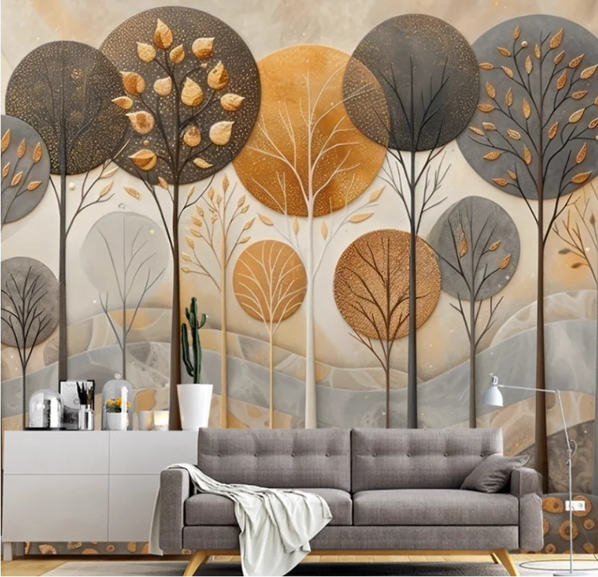 

Индивидуальная фреска с изображением скандинавского лесного пейзажа, фон для украшения дома для мальчиков и девочек, нарисованные вручную динозавры, 3d обои