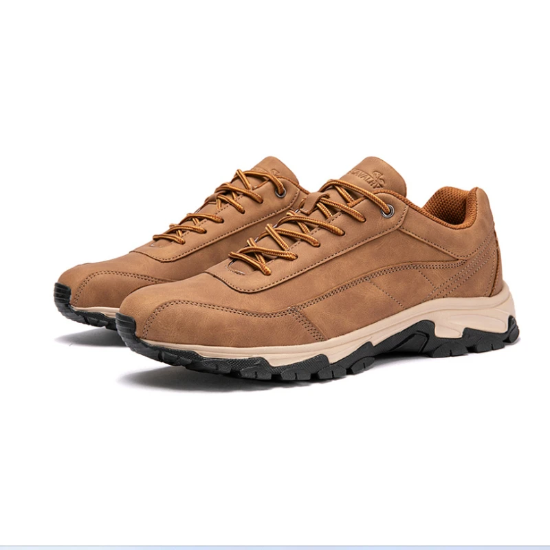 High-end Genuine Leather Men Lightweight Anti-skid Jogging Shoes Outdoor Casual Walking Sneakers Hiking Trainers Plus Size 46 47