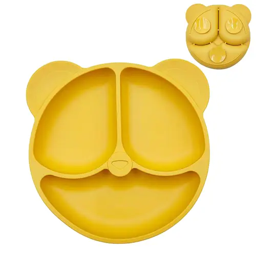 Baby Safe Silicone Dining Plate Suction Cartoon Children Dishes Feeding Toddler Training Tableware Retro Kids Smile Face Bowl - Image 11