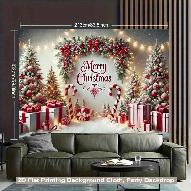 VIKAMA Eleganter Weihnachtsbaum Wandteppich Wohnzimmer Schlafzimmer Büro Winter Wunderland Festival Wanddekoration Wandteppich