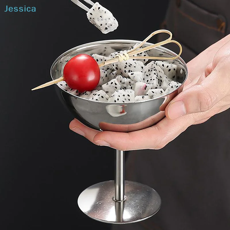 ♥Multi-Color Metal Dessert Bowl - Stemmed & Footed Bowls for Ice Cream, Fruits & Party Serving (Gold/Rose Gold/Silver) - view 5