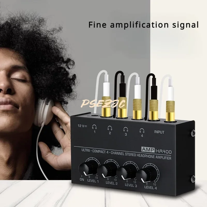 HA400 Professional Headphone Amplifier Audio Stereo Four Channel Lossless Monitoring Ear  Effect Device