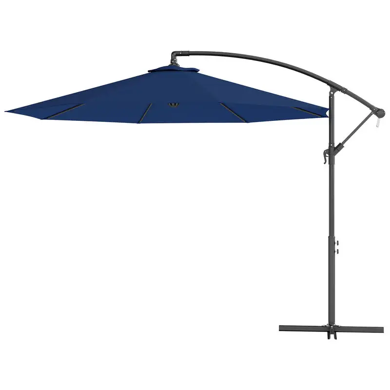 

10' Cantilever Tilt Offset Patio Umbrella w/ UV & Water Safe Material & Cross Base (Weight Not Included), Navy Blue