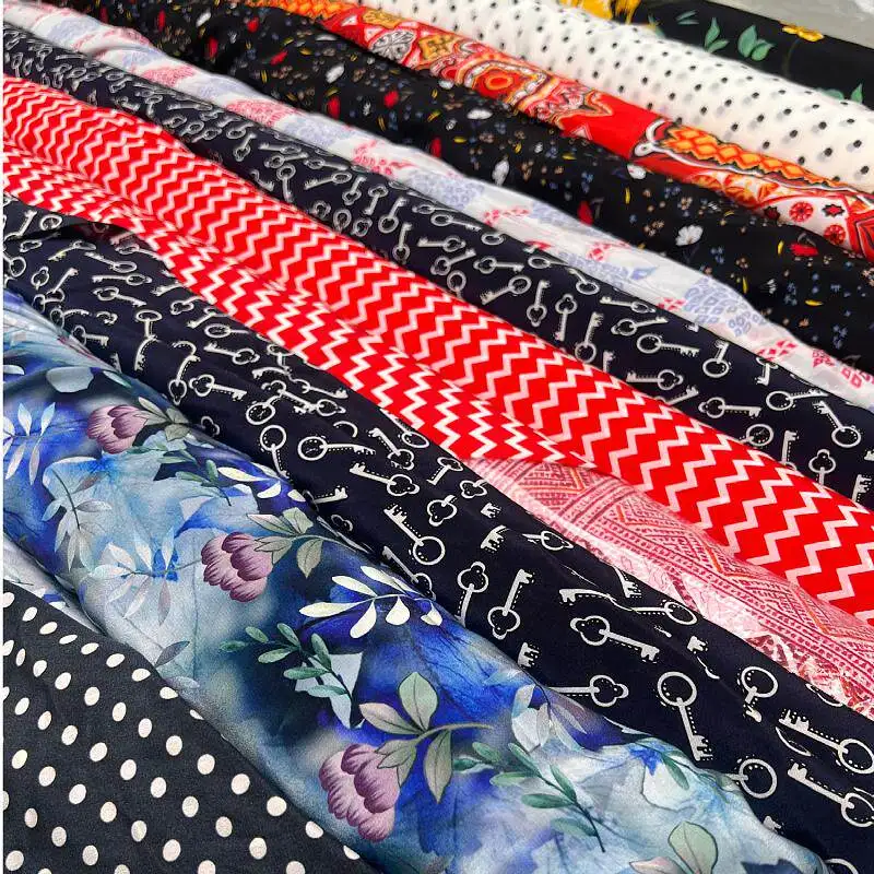 14 Momme Printed Mulberry Silk Fabric for DIY Sewing Dress Shirt Pants Pajamas Lining Clothing Fashion Material Cloth