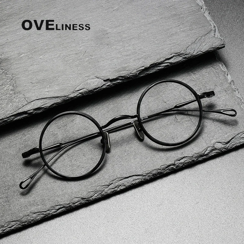 Acetate Titanium Glasses Frame for Men 2024 Simple Retro small Round male female Eyeglasses frames Women Eyewear spectacles