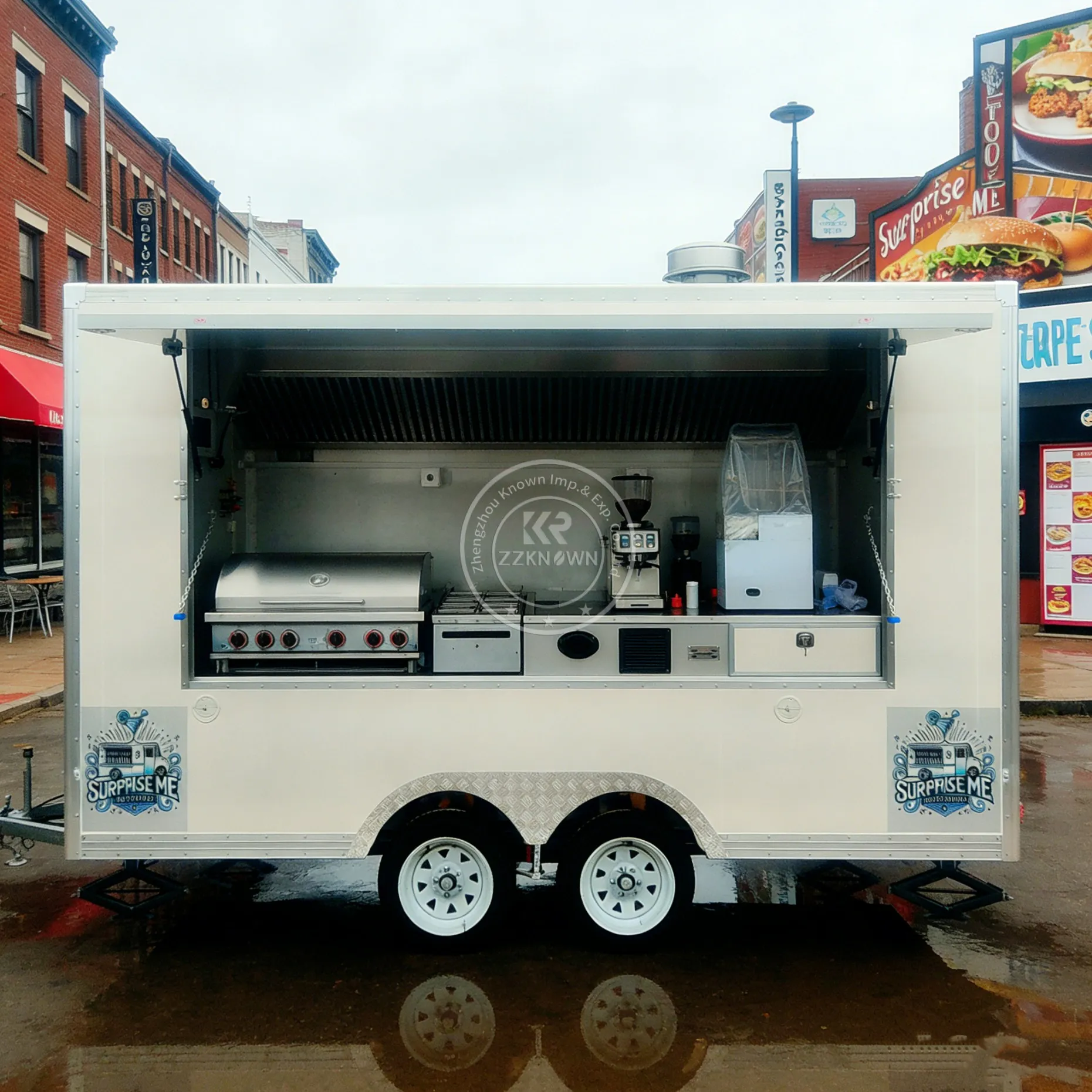 

Stainless Steel Catering Fast Food Truck Mobile Bar Fully Equipped Coffee Ice Cream Cart Van Mobile Food Trailer