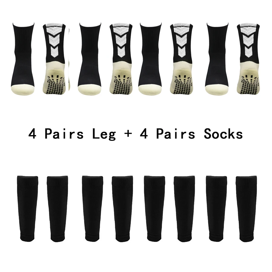 8 pares de meias de futebol antiderrapantes para homens e mulheres, meias de aderência para corrida, escalada, basquete, suor, manga absorvente de panturrilha