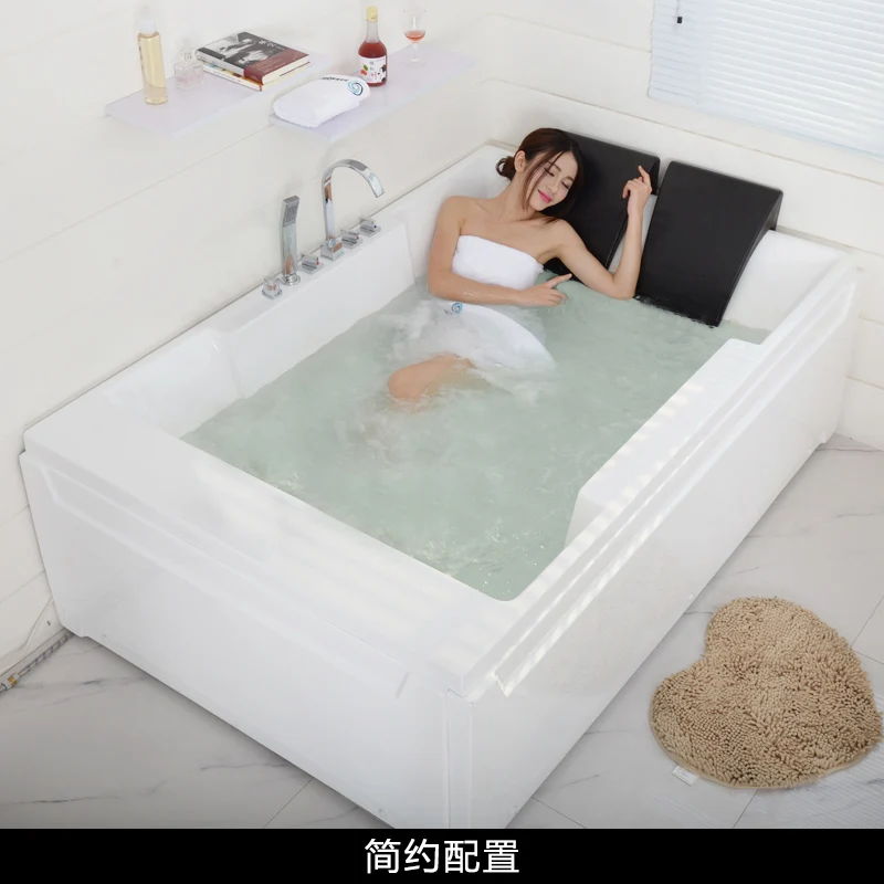 Double jacuzzi adult home thermostatic heating couple oversized bathtub surf smart