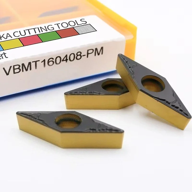 

10Pcs VBMT160404-PM VBMT160408-PM VBMT160412-PM Carbide External Turning Inserts Double-Sided Bi-Color For Hardened Components