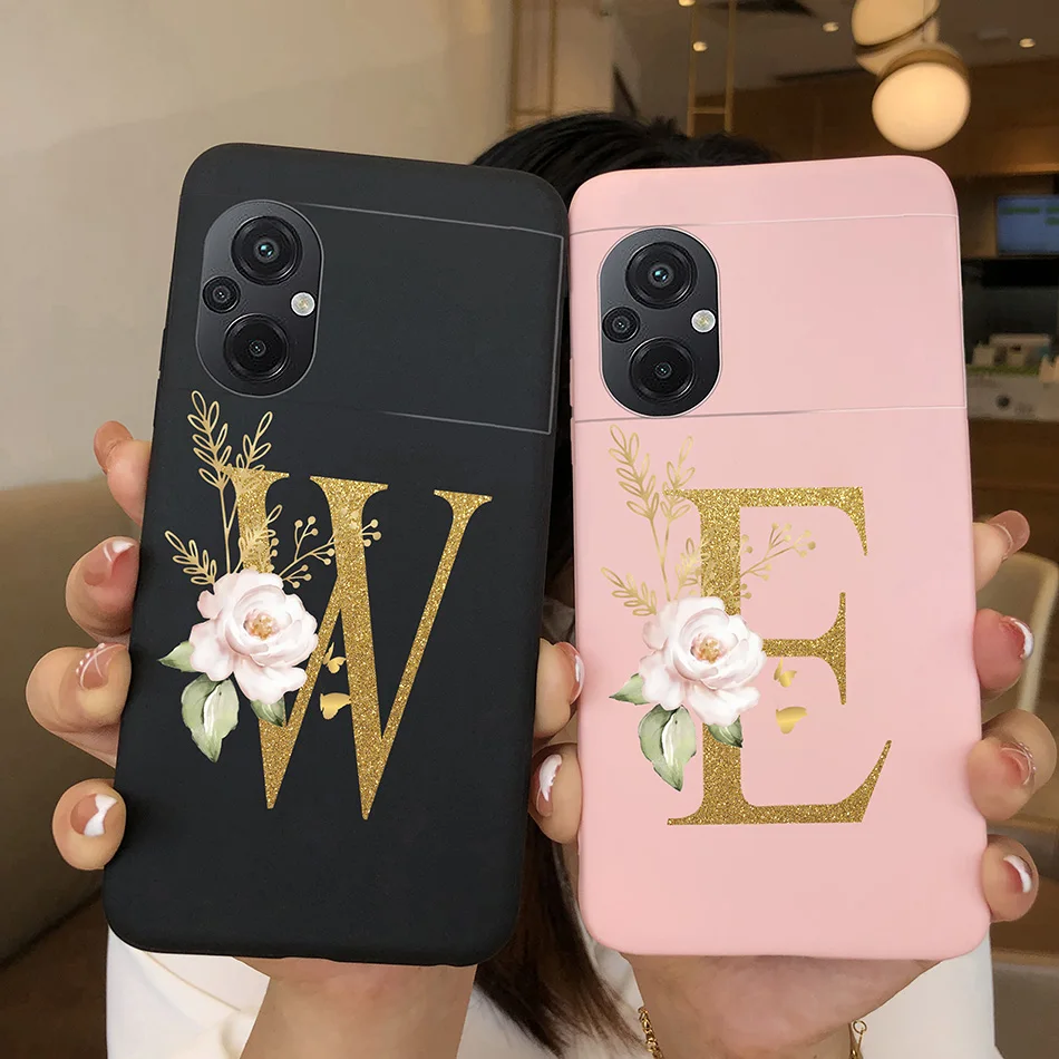 For Xiaomi POCO M5 Case Luxury Fashion Silicone Soft TPU Back Phone Protector Shell For Xioami POCO M5 4G Cute Letter Cover Bags