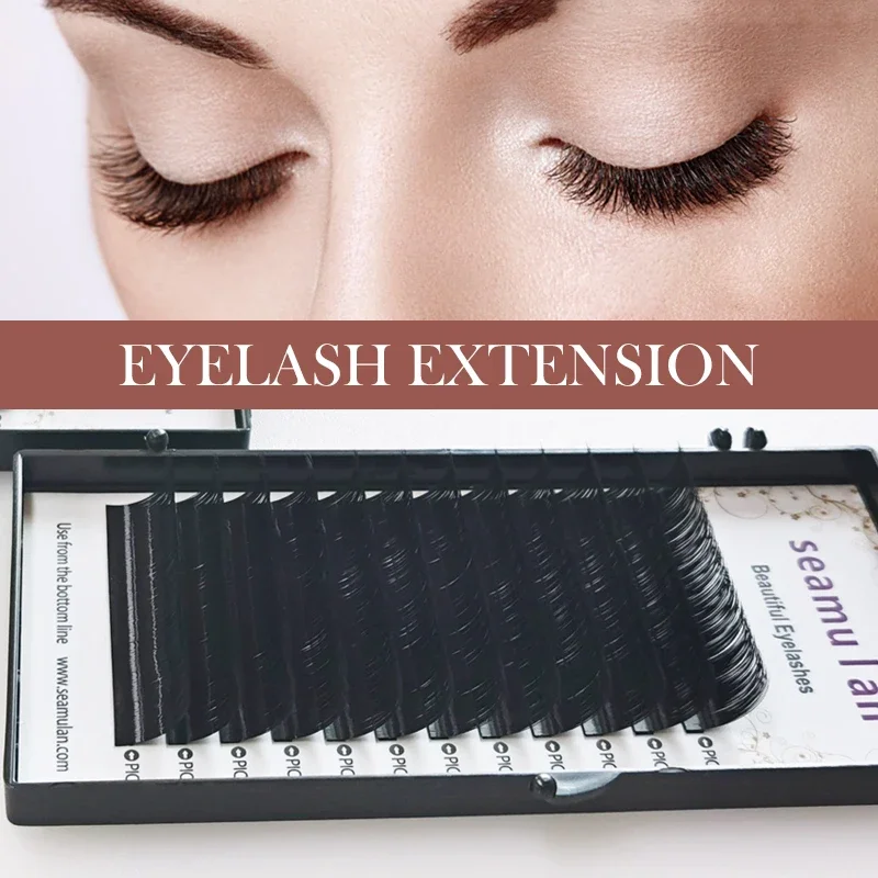 Seamulan Eyelash Extension Premium Real Mink Eyelashes C/D Curl Volume Lash Makeup Faux Mink Individual Eyelashes