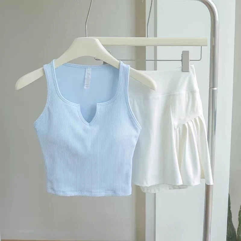 

Lemon Ribbed Sports Tops for Women Semi-fixed Cups High Quality Yoga Tank Push Up Bras for Fitness Female Workout Underwear