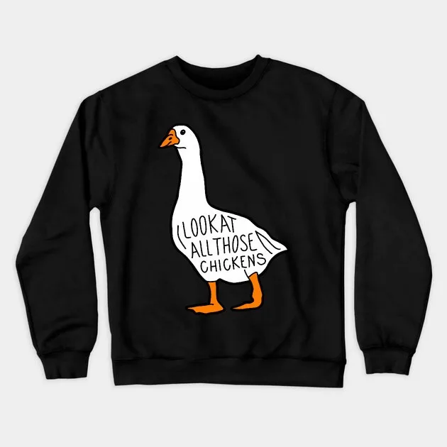 

Осенне-зимний стиль Goose — толстовка с юмором, графика «Confused Goose's Gaze» для модного и женского образа