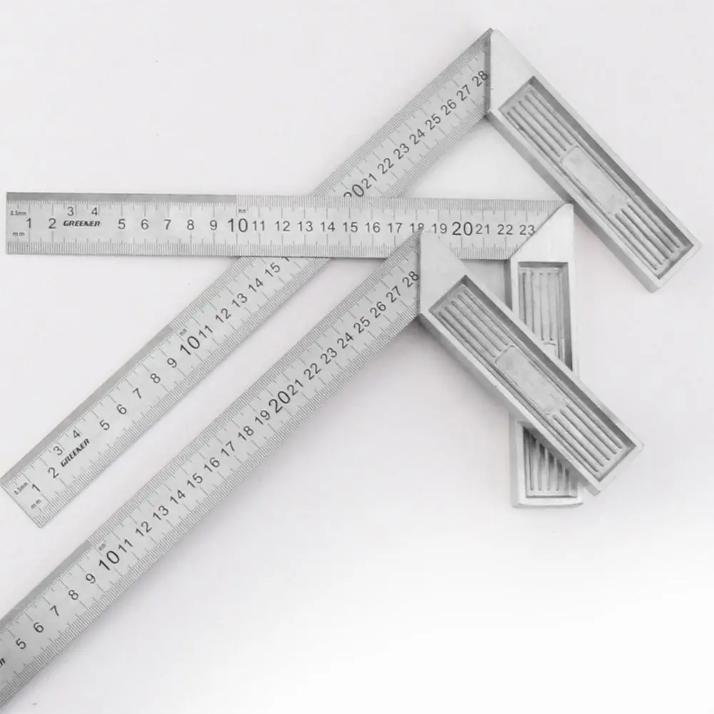 Double Sided Scale Angle Square Ruler Stainless Steel 30/50CM Triangle Ruler Measuring Tool 90 Degree Turning Ruler Woodworking