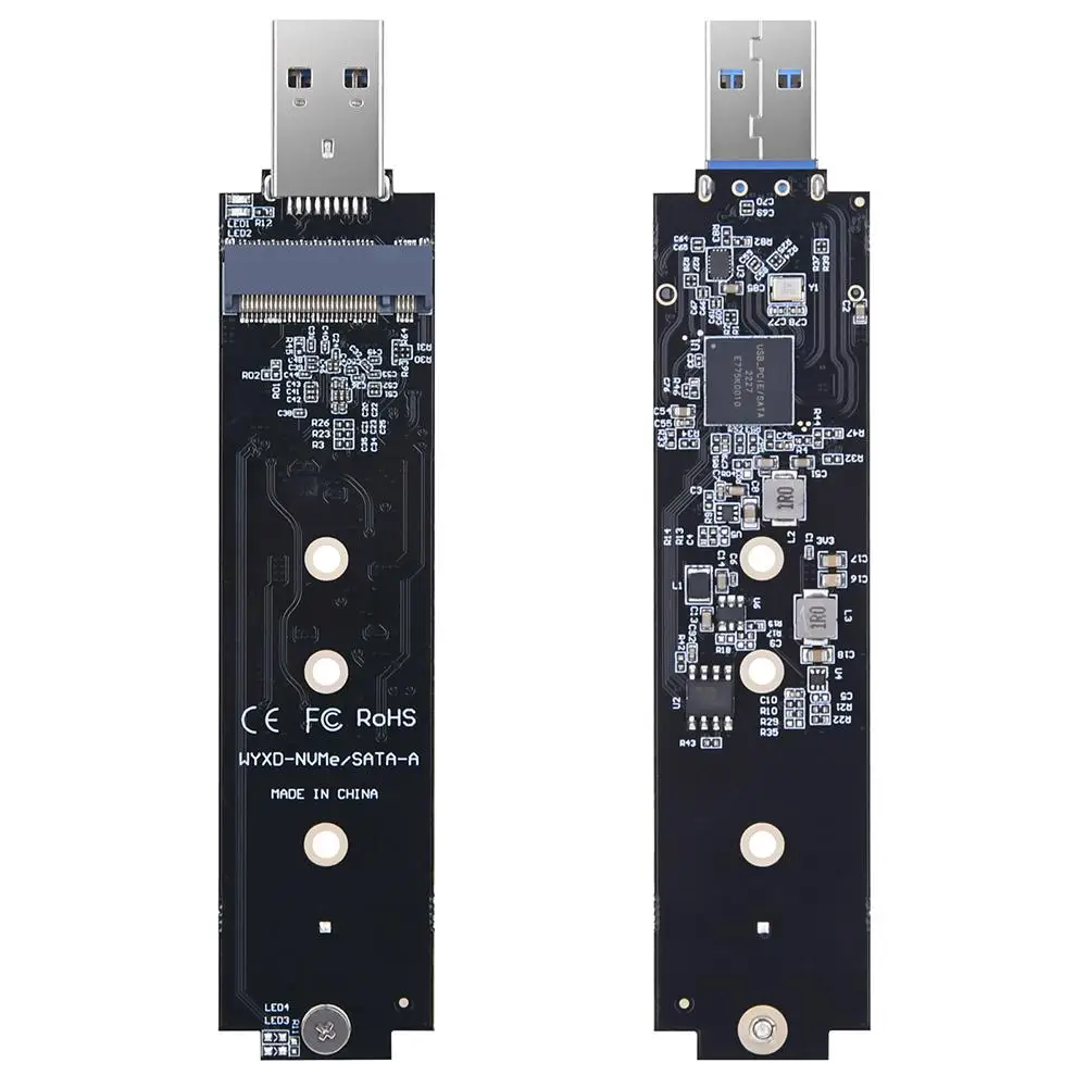 For Dual Protocol NVMe PCIe/SATA PCIe To USB3.1Gen2 Type A M.2 Plug-in Adapter Board 10gbps M2 2230 2242 2260 2280 SSD