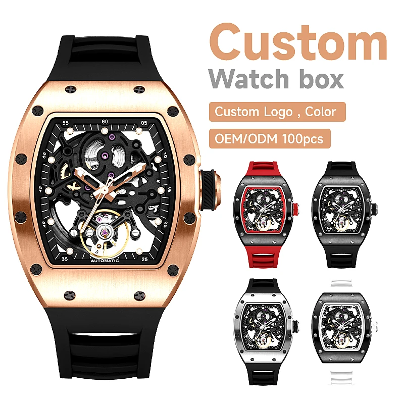 2026 Skeleton Automatic Multifunction Casual Clock Mechanical Watch OEM Customized Logo Men's Various Style