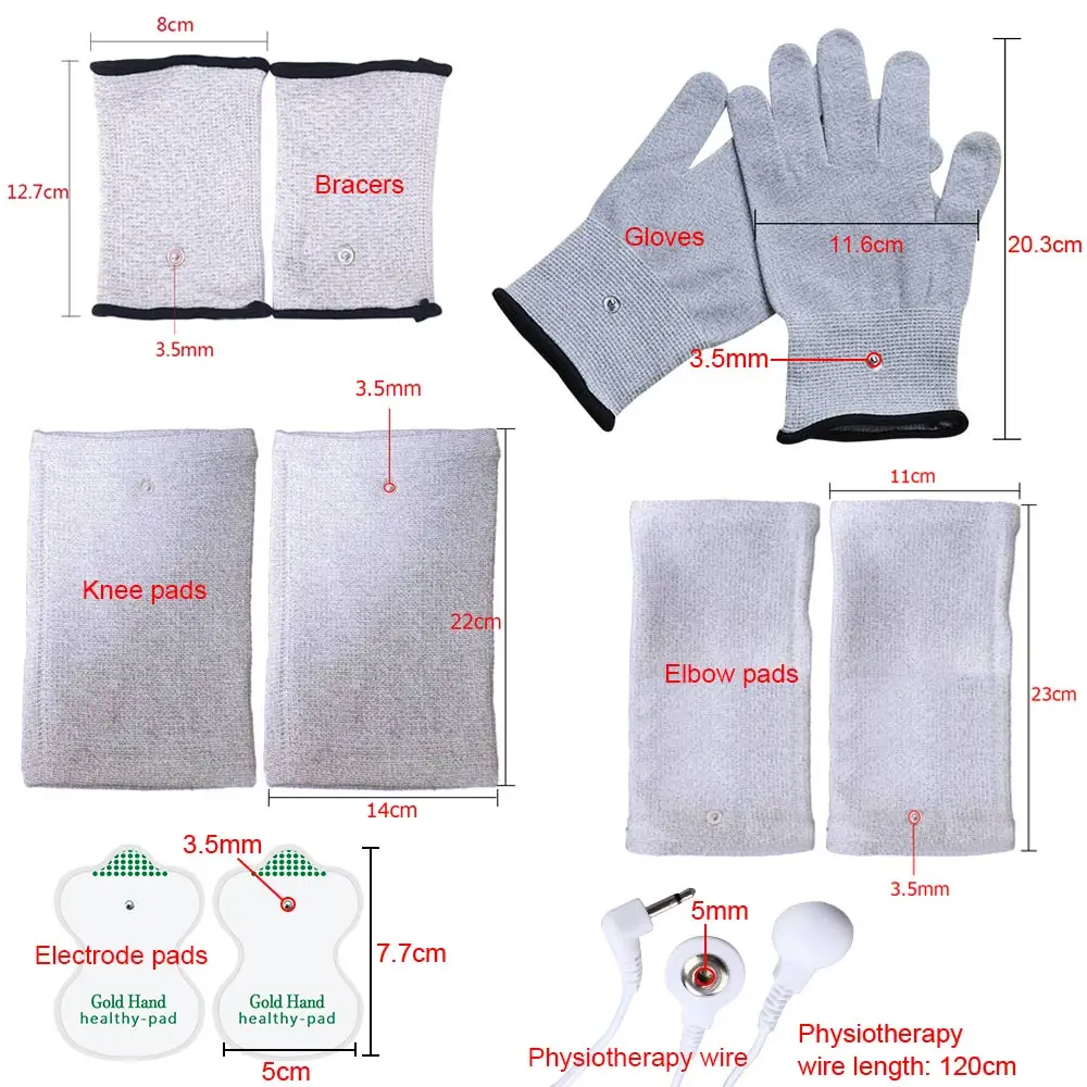 Conductive Silver Fiber Gloves Massage for Face Body Relaxation Electrodes Pads for Meridian Physiotherapy Massager Tens Machine