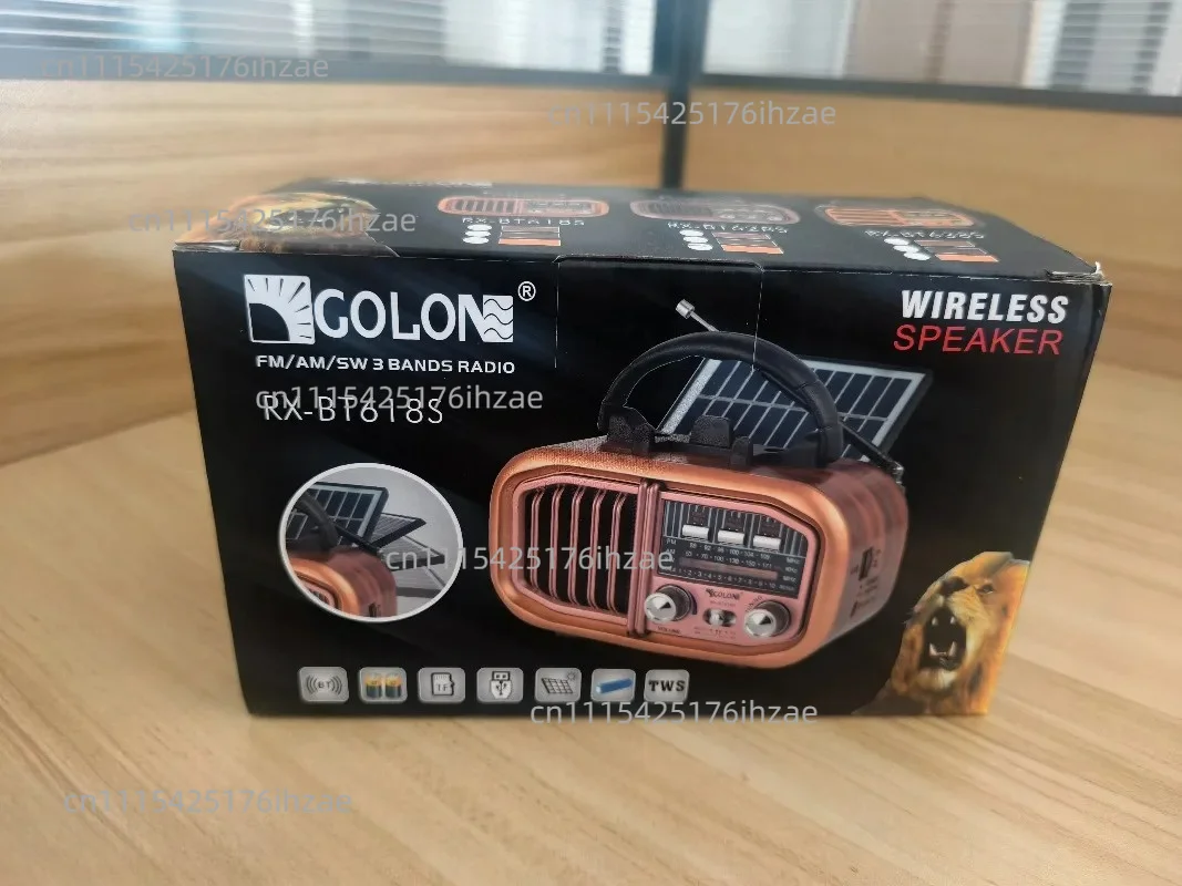Retro Solar Radio BT628S， AM/FM/SW 3 Band Radio with Bluetooth， TF Card Play， Portable Camping Emergency Radio with Flashlight