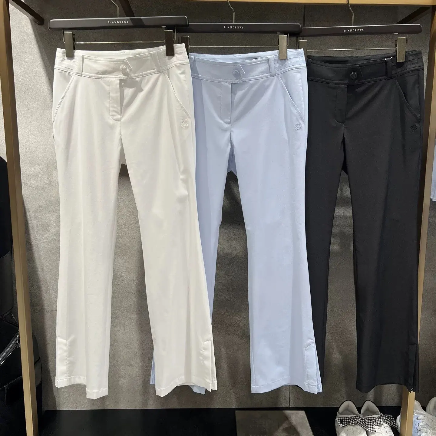 ST ANDREWS Women Golf Pants Summer High Waist Slim Fit Flared Trousers Soft Breathable Stretch Golfwear