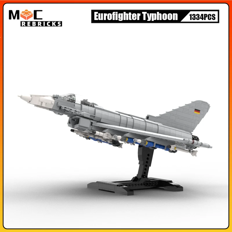 WW2 Aircraft MOC Building Block Eurofighter Typhoon Attack Fighter DIY Assembly Collection Kit Bricks Plane Model Toys Kid Gifts