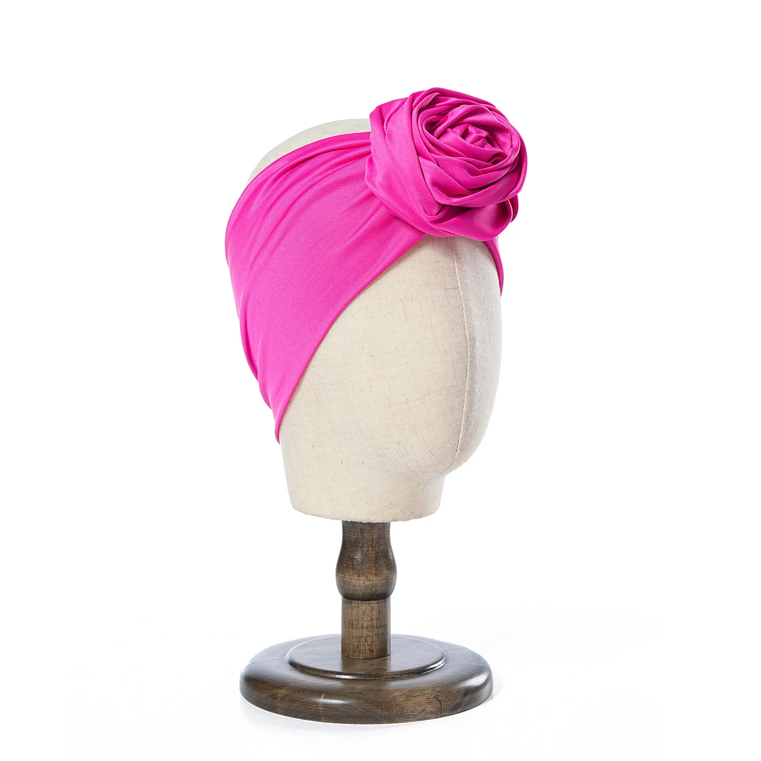 Rohes Seiden-Haarband mit großer Rose, atmungsaktiv, leicht, für afrikanische Frauen, Turban-Wickel, elastisch, Boho-Blumen-Bandana, Party-Kopfbedeckung – Detail 4