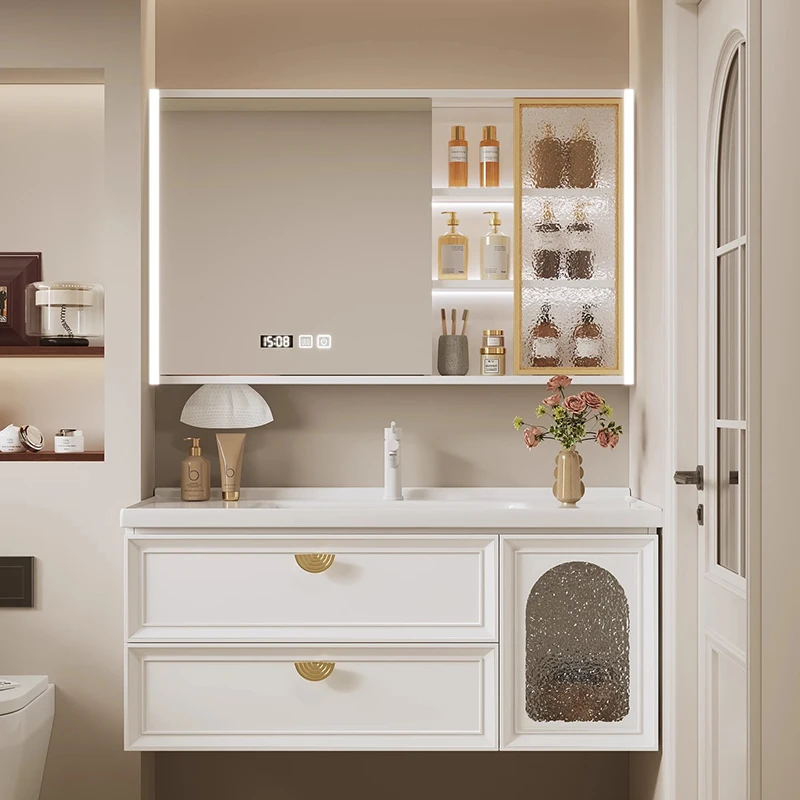 

Glass Door Bathroom Cabinets Light Vanities Minimalist Luxury Bathroom Cabinets Sink Shelf Mobili Per La Casa Home Furniture
