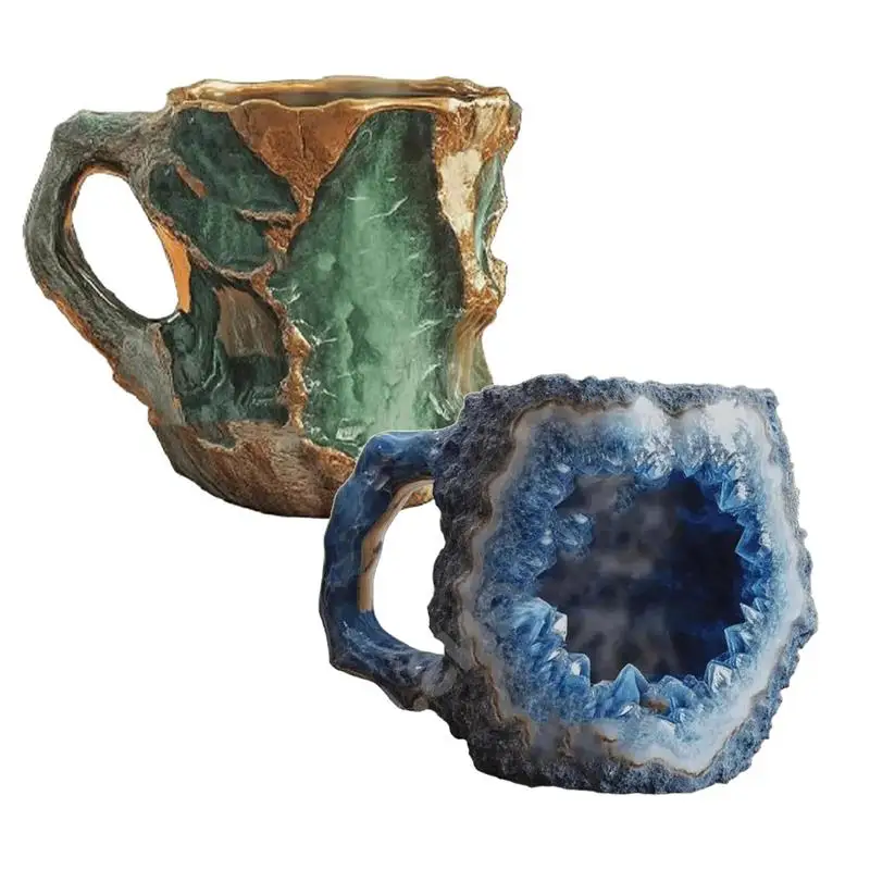 Taza de café con tema de cristal Mineral, diseño de textura exquisita, taza de agua con textura de ágata, taza de agua fría y caliente para niños y niñas