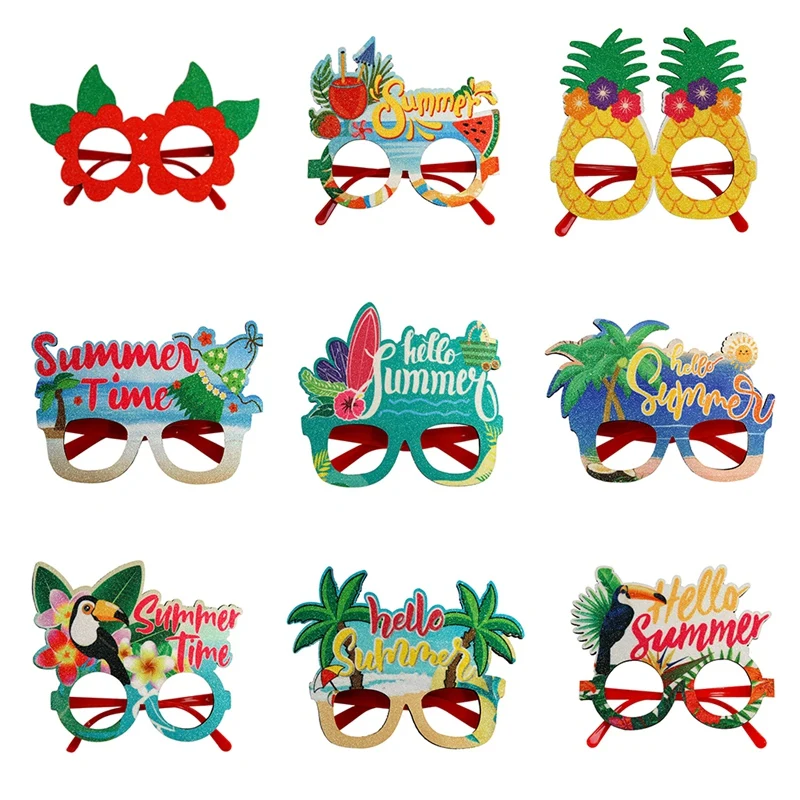 

1 PCS Summer Hawaiian Glasses Tropical Theme Party Decorations As Shown Felt+Plastic Coconut Tree Photo Glasses Frame,G