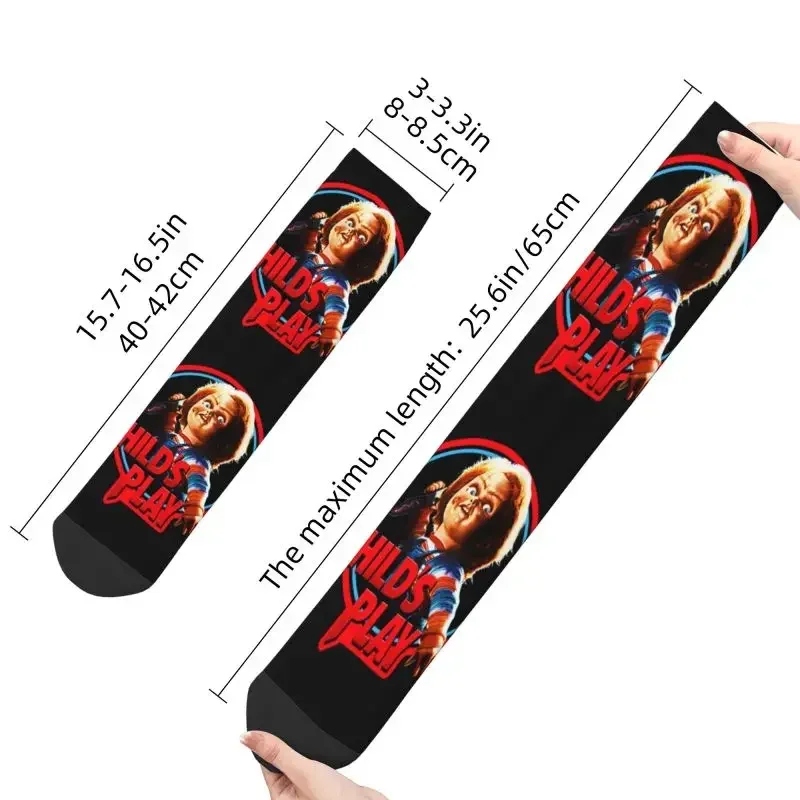 Fun Printing Child's Play Chucky Socks for Men Women Stretch Summer Autumn Winter Horror Movie Crew Socks