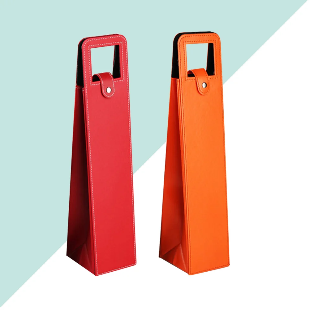 

2 Pcs Red Packaging Packing Bottle Carrier Gift Bag Handbag Bags Classic