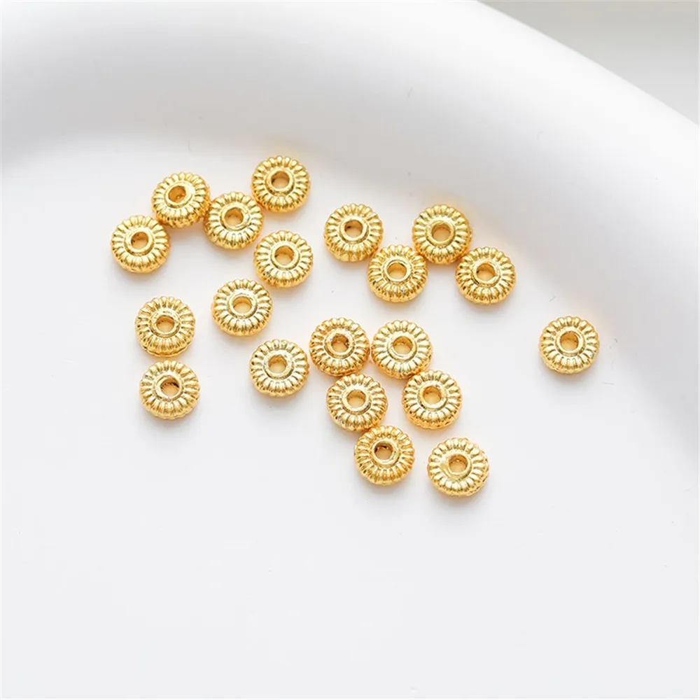 18K Matte Gold Color Retaining Gear Spacer, 5mm Gasket, DIY Gasket, Bracelet, Necklace, Loose Bead, Jewelry Accessories