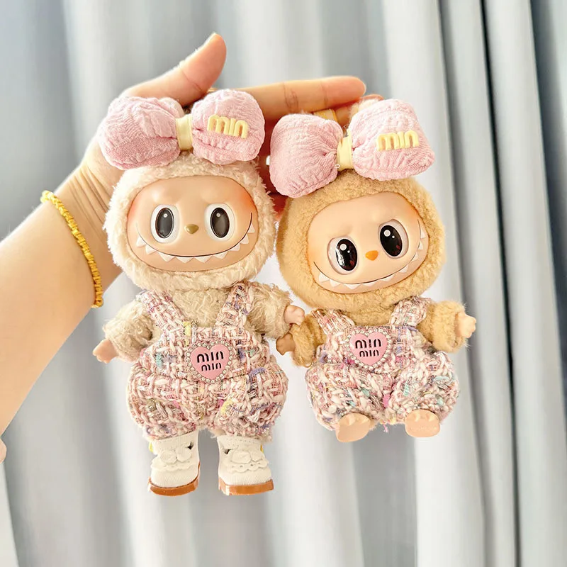 Doll Clothes Outfit Accessories For 20cm Korea Kpop EXO Labubu V2 V1 Plush Idol Doll's Clothing Pink Backpack Pant Girl Gift